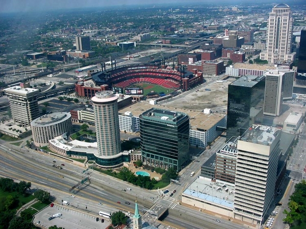 Top of the Arch
Busch Stadium anchors a photo of the nearby buildings.
