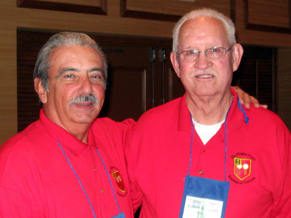 Welcome, First Timer!
Webmaster Dennis Dauphin welcomes Ernie Kingcade to his first-ever Cacti reunion.  Ernie came over from Hawaii with the 25th Inf Div with the 2/9th and served in Lt Ric Shinseki's FO party.  Lt Shinseki became LtGen Shinseki and serves as the VA Secretary in modern day.
