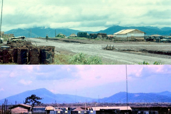 Then & Now: the search for Base Camp
One of my goals on this trip was to find the location of the 2/9th base camp we had when I arrived in country in July, 1966.  The first bit of evidence came when I found a picture online taken several years after we were there, and the person identified the picture as Engineer Hill.  But I still didn't know where exactly that was.

{See also: War Stories - Base Camp}

