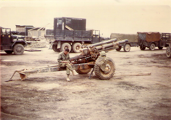 R-Sopping again
Spring, 1968.  Moving again, from LZ Baldy to the south of LZ English, by convoy.  Time here had been hectic.  Not only were we shelled frequently during the TET offensive, but so were the field units.  We frequently fired illumination rds all night.  Viet Army compound at Hoi An was overrun by the NVA, but was saved by our all-night pinpoint shelling.
