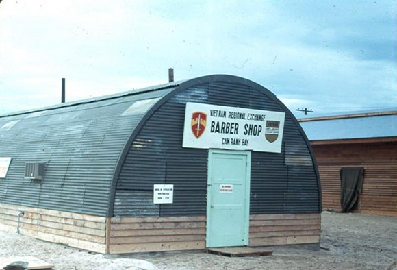 Cam Rahn Bay
Quonset huts served the purpose for quick installation setup.  Taken before departure for home.
