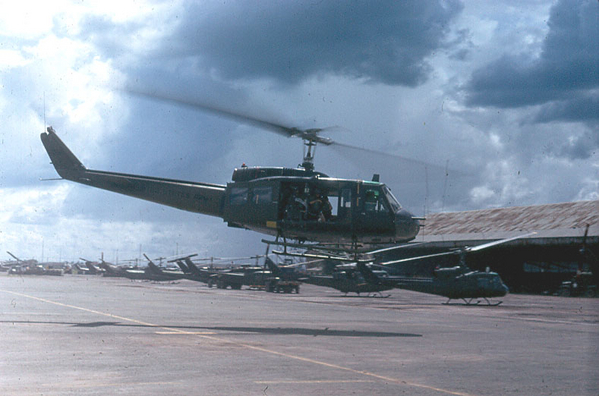 Tan Son Nhut / Camp Alpha
A "slick" lands at the airbase.
