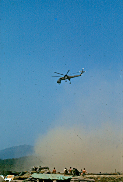 SKYCRANE POWER!
The mighty Sikorsky SkyCrane creates a tremendous downdraft dirtstorm for the crew below.

