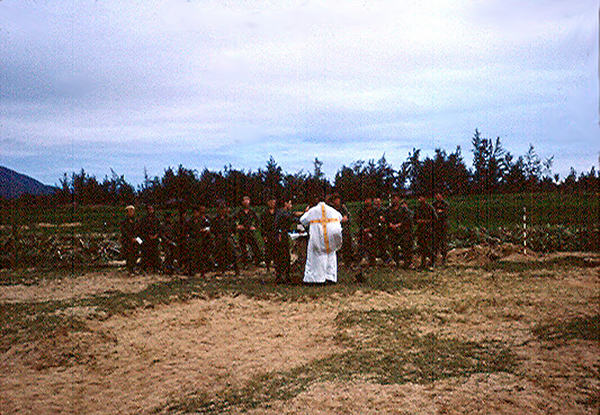 Men of B-1-35
It was never scheduled, but a member of clergy would generally visit the troop units in the combat zones.
