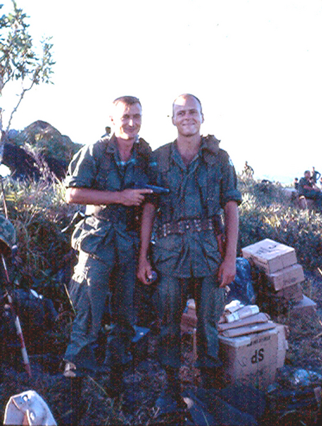 Lt Joe Wise, B-1-35 and Lt Cal Grafe, 4.2mm Mortar Platoon Leader.  Be sure and read "Run, But Don't Jump!" one of the funniest War Stories in our collection submitted by Cal!
