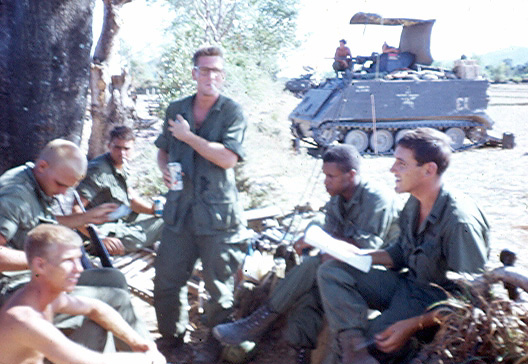 Platoon Leader Lt Randy Shaffer takes a break with his men.  Randy was KIA.

