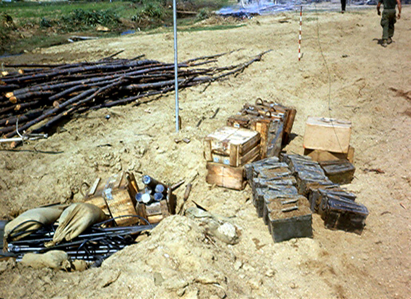 Enemy's goods
Various items collected from village patrols.  You can bet that the farmers were not the ones using them!  It was a common tactic to hide war materiels in a peaceful village.
