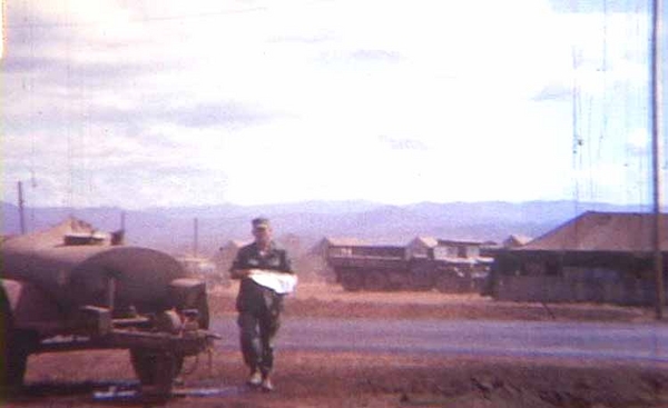 Unknown
Duc Pho, Pleiku area, 66-67.  Note the 60s - era water trailer on the left.
