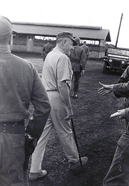 John Steinbeck
Famous author John Steinbeck visits troops in the field.
