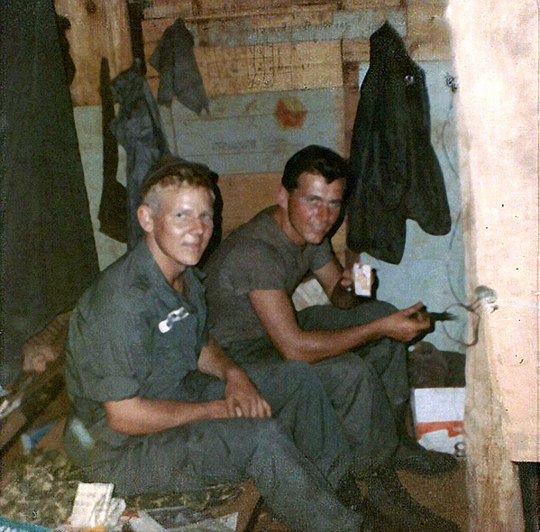 Base Camp - Christmas, 1966
Sitting in the bunker with pal UNK.
