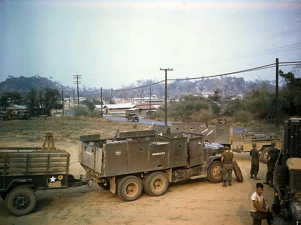"Moonraker"
We owed a lot to these boys! "Moonraker" (long before the James Bond film of the same name) was a deuce and a half truck, fully armored and equipped with both 50 caliber and M-60 machine guns. They brought SMOKE if anyone dared cause trouble for us out there on the road! They ran protection for us all along the way to Bong-Son and elswhere. Brave guys.

