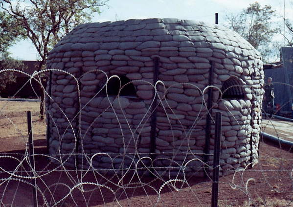 April, 1969: 4th Inf Div HQ Guard Post
April, 1969.  Heavily sandbagged guard post.
