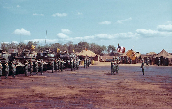 February, 1969: Change of Command Ceremony
LZ Oasis, Change of Command ceremony for the 1/69th Armored Regiment.
