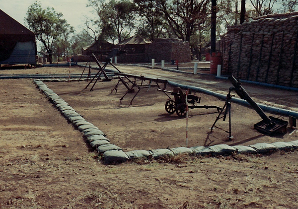 4th Inf Div HQ at Oasis
April, 1969.  Captured enemy weapons on display.
