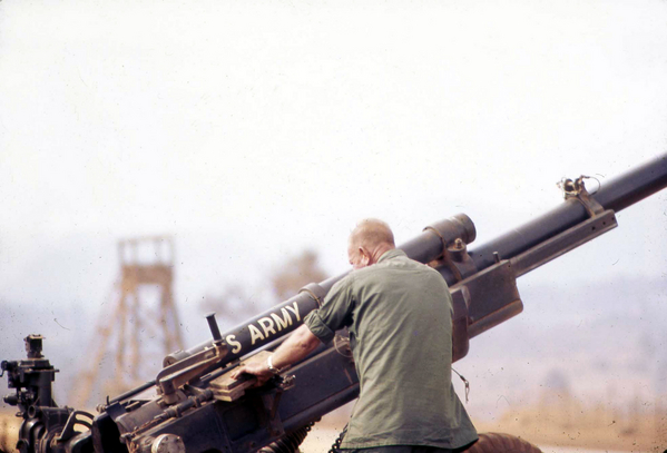 Hammer-Fire
Using a hammer to fire the M-102 which replaced the WWII-era M-105.
