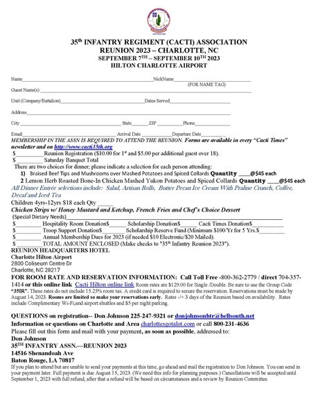 Year 2023 Reunion - Registration Form
Registration Form to attend the Reunion.
