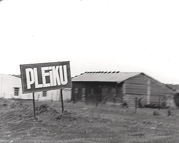 Welcome to Pleiku
Well, not really.  After my one-week excursion thru Camp Alpha and Saigon, it was time to get down to business.  I caught a 0400hrs flight out of Tan Son Nhut into Pleiku in mid-Nov 1967.  That's where the "real stuff" began.  It was the HQ of the 2/9th FA Bn at the time.  After checking in and getting my assignment, some of the "regulars" wanted to show me the town of Pleiku.  You can tell from the sign alone this was my first mistake.  It was a shithole of the worst degree.  I never went back there, EVER!
