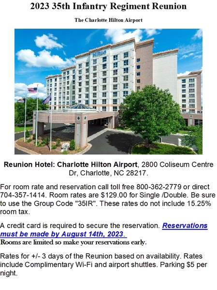 The Charlotte Hilton - 2023 35th Reunion
