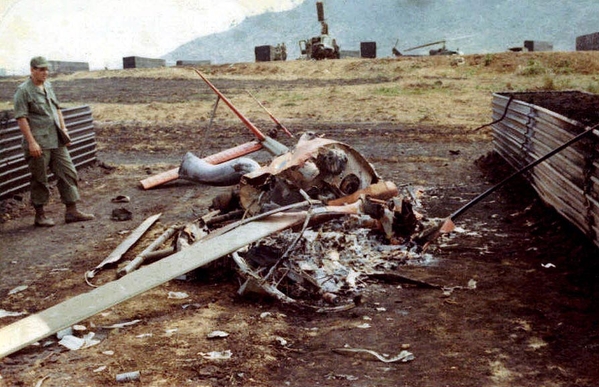 Aircraft at An Khe runway
Nothing but pieces after sapper attack.
