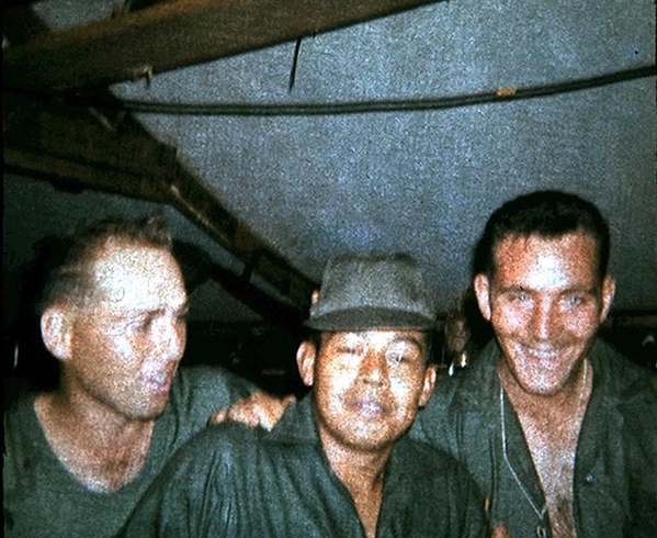 Fellow Artillery Surveyors
These guys worked with Danny Yates: (L to R): Roufs, Kato, Norm Martin. They served in the artillery Survey Section, Vietnam 66 - 67.  {Photo provided by Robert Wilson.}
