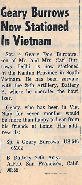 Guess where I was sent?
Yep...Vietnam!  Joined up with the great redleg brothers of The Mighty Ninth, 2/9th FA, which was now part of the 4th Infantry Division, having been "swapped out" from the 25th Inf Div on 1Aug67.
