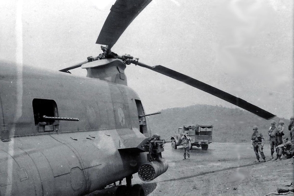 LZ Uplift
The armed Chinook at LZ Uplift.  It was a flying fire machine.
