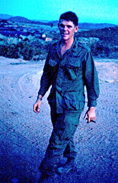 Lt Gary Dean Springer
Sporting his cigar, Lt Springer in full stride.  Lt Springer served as an FO and Battery Commander for "D" Battery in 1967.
