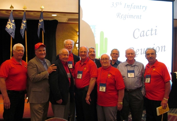 The Mighty Ninth Redlegs - Guests of the 35th
L to R: Ed Thomas, Mike Kurtgis, Don Keith, John "Moon" Mullins, Ed Moor, Greg Malnar, Ed Tucker, Lee Okerstrom, Robert Wilson, ***, Dennis Dauphin.  Photo Courtesy of John "Moon" Mullins.  Missing are: Jim Connolly and Joe Henderson.
