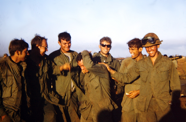 Ban Me Thout 
(L to R) PFC Dennis Van Linder (promoted to Corporal and probably one of the last Corporals in the Army), Jim Hurdle, Carl from Georgia, Cruit (getting picked on as usual), Mike Medley (in the Joe Cool shades), Denny Mrowczynski, and Eugene "George" Jarisch.
