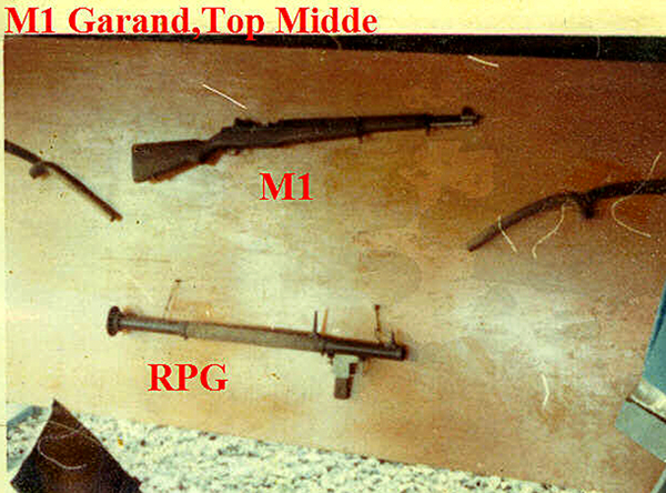 Memories of LZ St George
Captured weapons.  Someone must like the WWII M-1 rifle.
