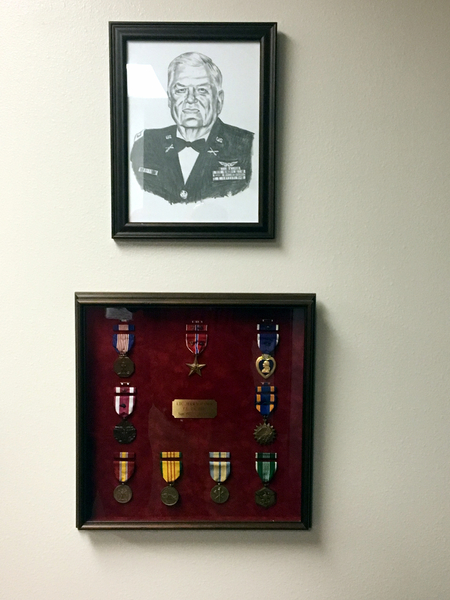 Honoring Jerry Orr
Along the walls of the 1/19th FA Battalion HQ, there is a drawing of Jerry Orr and his military awards.

Photo courtesy of Steve Cox
