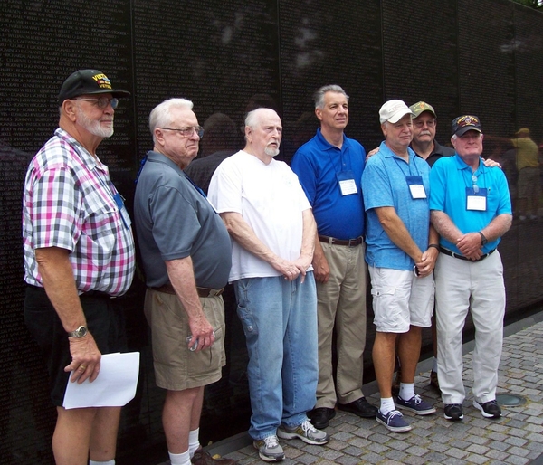 Visit to "The Wall"
Cacti Blue Company A/2/35 paid a visit to The Wall as part of the 2017 annual reunion activities.  From Left: Pete Dykstra, David Dunn, Hal Bowling, Bob Perrone, Glenn Perrone, Art Johnson, and  Bobby Day

Photo Courtesy of Joe Henderson
