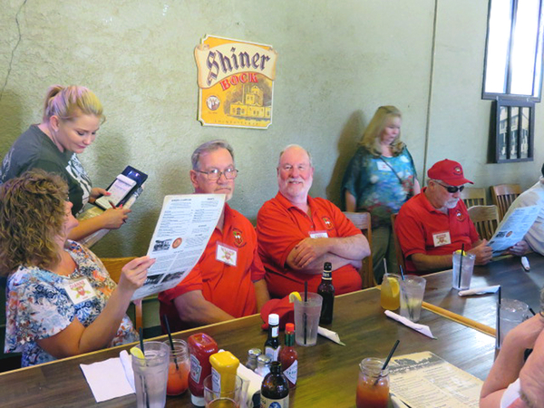 Old Plantation - Thurs Evening Dinner
Diane Ward, William Ward, Terry Stuber, Wayne Rayfield.....ordering from the menu

Photo courtesy of Barbara Moeller
