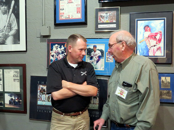 Mike's Sports Grill
Ft Sill Chief of Staff Col Tom Wascom chats with Ray Beebe.

Photo courtesy of Barbara Moeller
