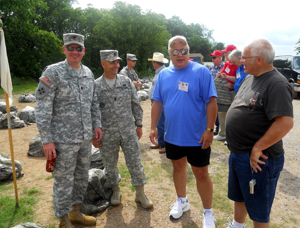 Reunion Photos - Jerry Orr
In the field training environment on Friday morning.  Rob Smitha and Mike Alexander chat with LTC Jones and SFC Fisk.
