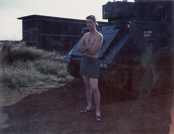 PFC David L. Durst
Relaxing at the Oasis.  The shower shoes look more comfortable than combat boots.
