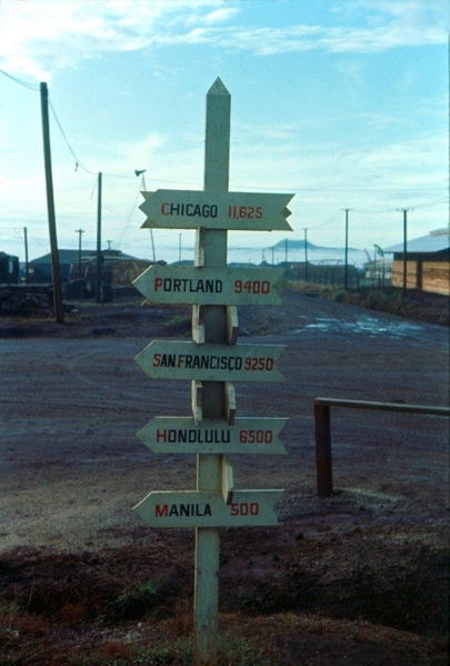 Signposts at Pleiku
Every location in Nam had reminders of home in the form of mileage markers.
