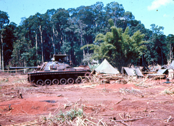 Battle Tank
M-48 battle tank on the perimeter of the b-2-35 location.  It was the only time that we had one.
