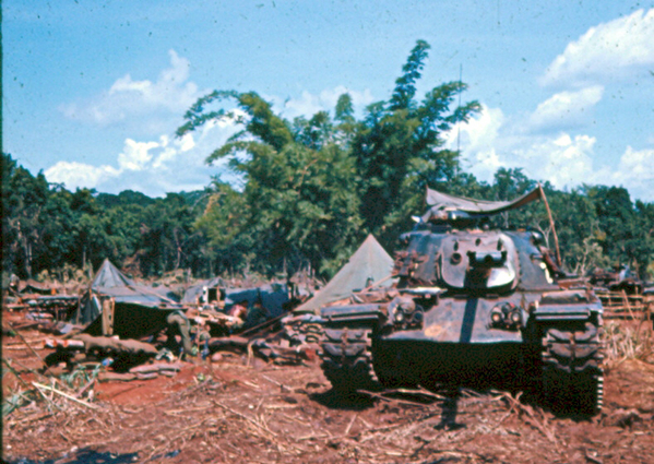 Cambodian border
Another look at the M48 Battle tank.  Strange to see tanks in a jungle environment.
