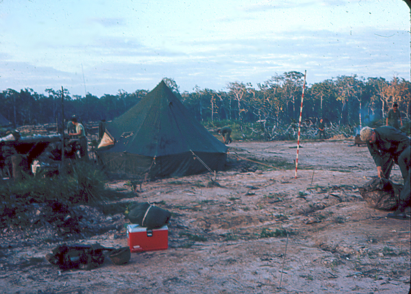 Luxury accomodations
Field tent next to howitzer emplacement.
