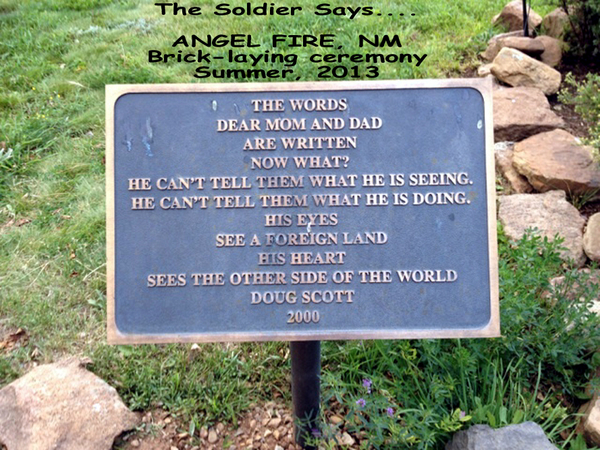 Words of the statue
The sign accompanies the Soldier Statue at Angel Fire, NM.
