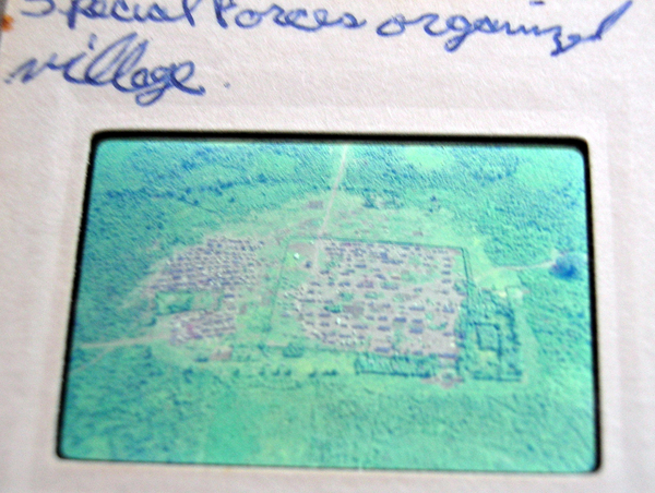 Special Forces - Village
This photo documents the "early days" of Vietnam prior to open conflict.  Here is a village protected by our US Special Forces.  Their "advisor" mission was a prelude to the arrival of TO&E combat units. 
