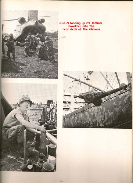 25th Div Yearbook - Oct 1, 1941 to Oct 1, 1966
Mike Huseth is shown taking part in the load out of the Section's 105mm.
