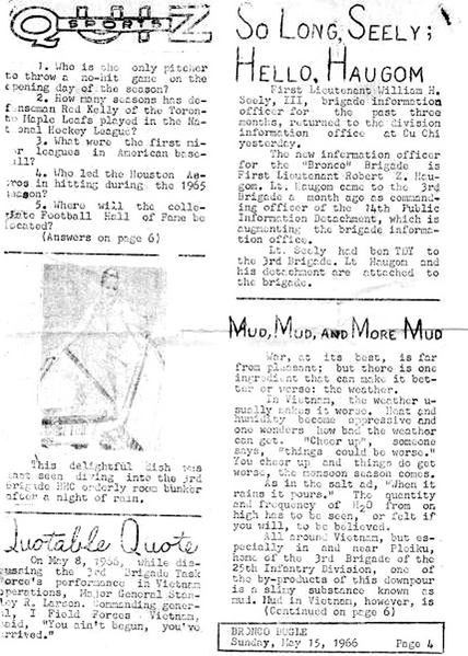 Pages of the Bronco Bugle
The "Bronco Bugle" even included a QUIZ!  One of the questions asked "who was the leading hitter of the Houston Astros in 1965?"   Ya think anyone cared?
