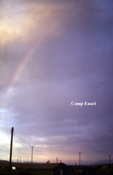 Rainbow at Enari
Pastel blue sky, complete w/ rainbow.
