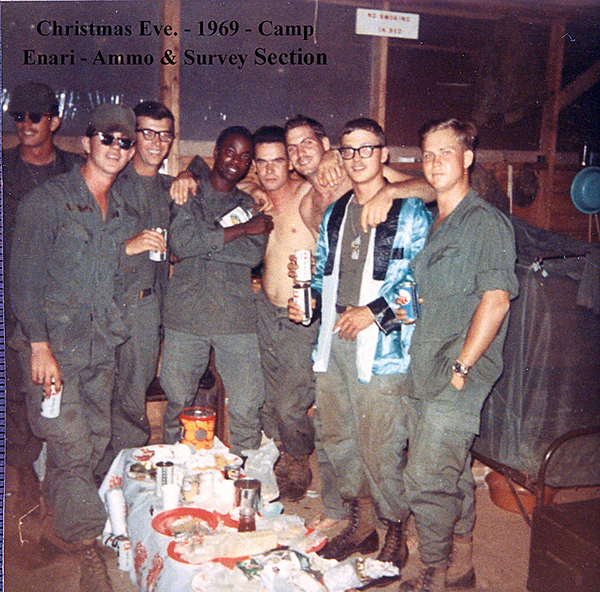 Christmas Celebration
The Ammo and Survey Sections toast the 1969 Christmas with a few beers.
