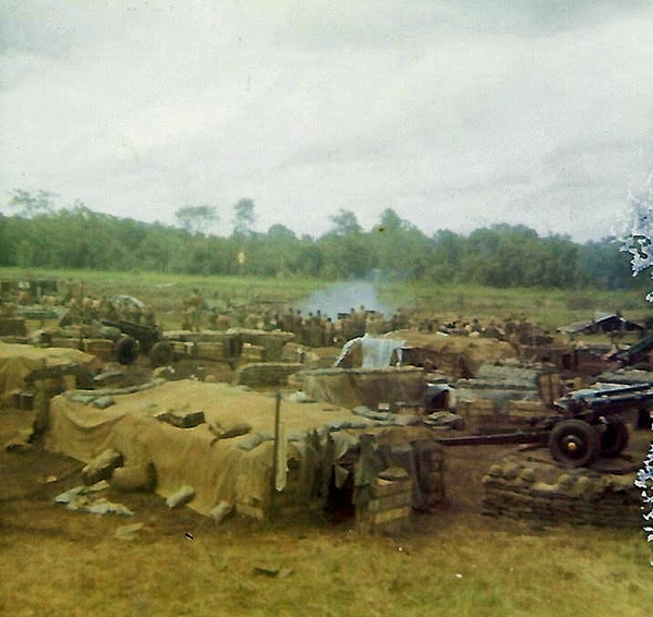 A firebase somewhere in Nam
The troops are gathered in the rear.
