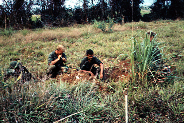 Digging in
Foxholes were routinely dug.
