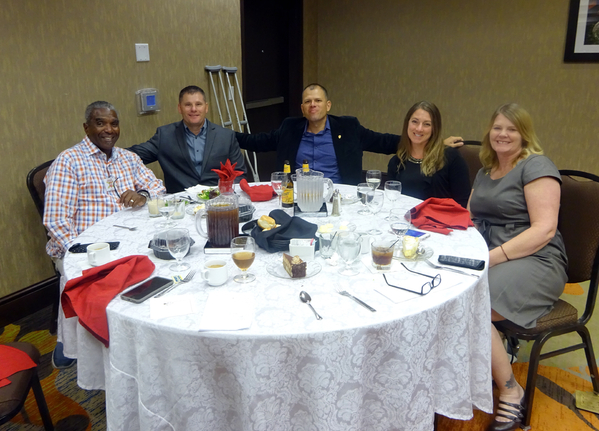 Farewell Dinner - Friday Evening @ Hilton Garden Inn
Redleg Ernie Correia sits at the "head table" with the Commander of the 1/9th FA Battalion, his Sergeant Major and their wives.
